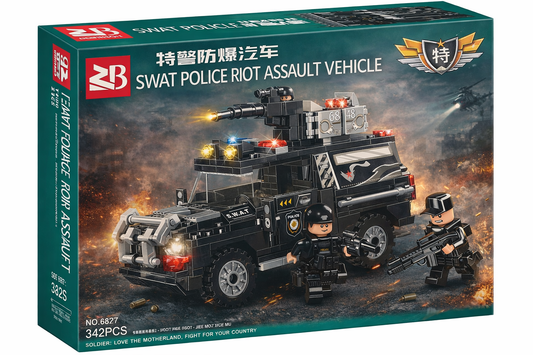 SWAT Police Riot Assault Vehicle Building Block Set (342 Pieces)